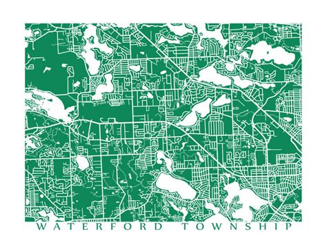 Waterford Township MI Map Michigan Poster | Etsy