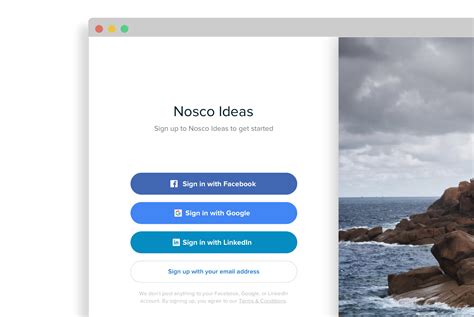 Sign up with Facebook, Google and LinkedIn – Nosco