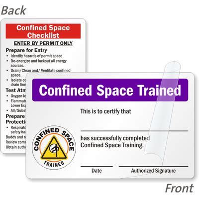 Confined Space Trained Card - Certification Wallet Card, SKU - BD ...