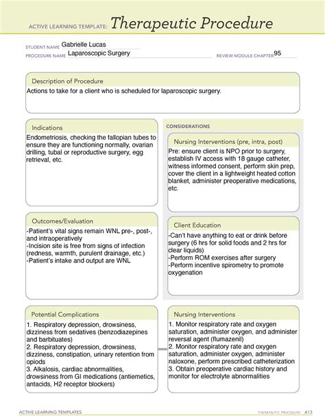 Laparoscopic Surgery ALT - ACTIVE LEARNING TEMPLATES THERAPEUTIC PROCEDURE A Therapeutic ...