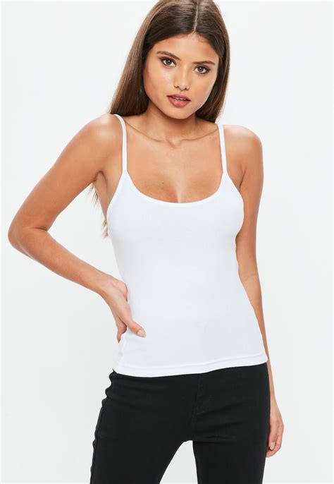 White Strappy Cami Top | Missguided | Tops, Womens tops, Women