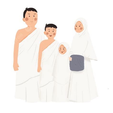 Linda Familia Musulmana Hajj Ilustración De Dibujos Animados PNG , Ilustración De La Familia ...