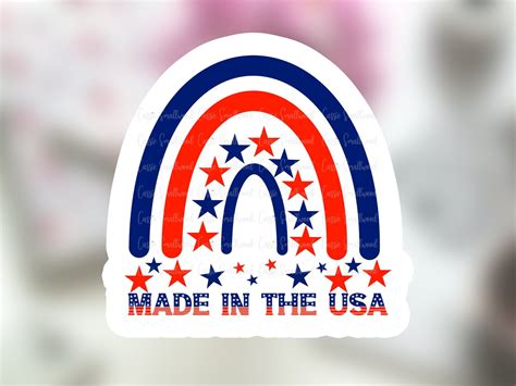 Made in USA Stickers PNG Printable Packing Sticker USA Flag | Etsy