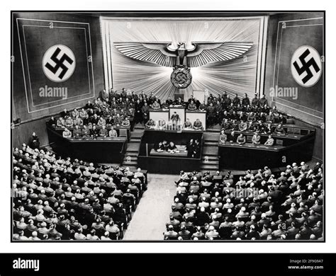 Adolf Hitler speech 1940 World War II Reichstag session in the Berlin Kroll Opera House on July ...