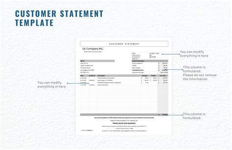 Customer Statement Template in Excel, Google Sheets - Download | Template.net