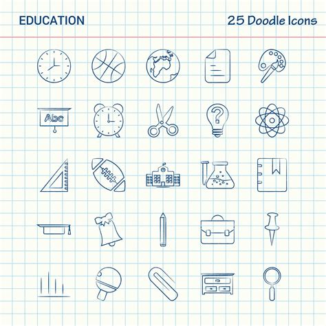 Education 25 Doodle Icons Hand Drawn Business Icon set 14344643 Vector Art at Vecteezy