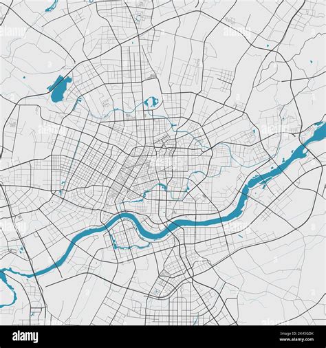 Shenyang vector map. Detailed map of Shenyang city administrative area. Cityscape panorama ...