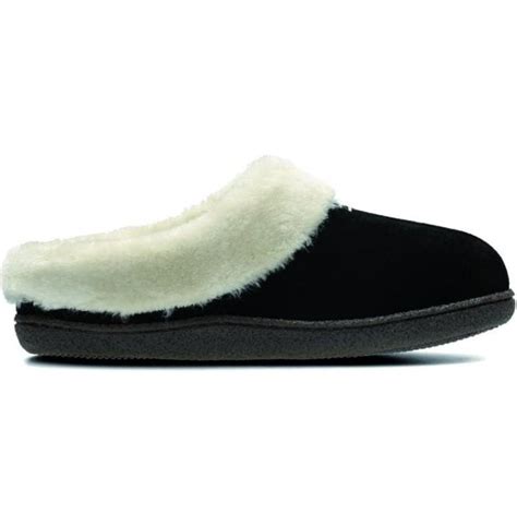 Clarks Womens Home Classic Black Suede Fur Lined Slippers 26130419