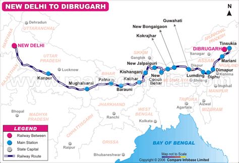 12424/Rajdhani Route Map from New Delhi to Dibrugarh