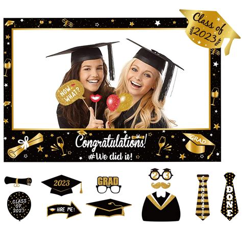 Buy Large Size Graduation Photo Frame + 14 Congrats Photo Booth Props ...