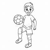 Cartoon Boy With Soccer Ball For Coloring Page Stock Vector  sketch template