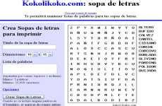 Kokolikoko: sitio para crear sopa de letras para imprimir