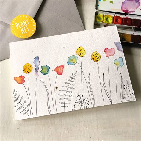 Cornfield Watercolour Plantable Seed Card By Ruby & Bo | Diy watercolor ...