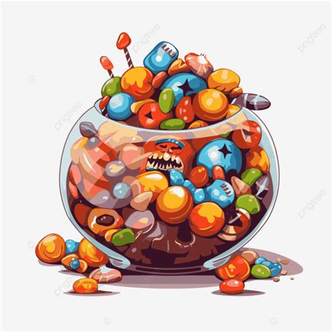 Free Halloween Candy Vector, Sticker Clipart Cartoon Candy Bowl Illustration, Sticker, Clipart ...