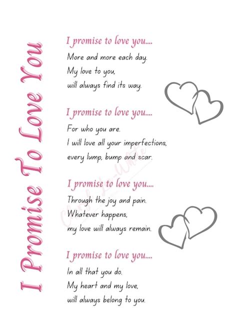 I Promise to Love You A4 Poem Print Digital Download - Etsy UK