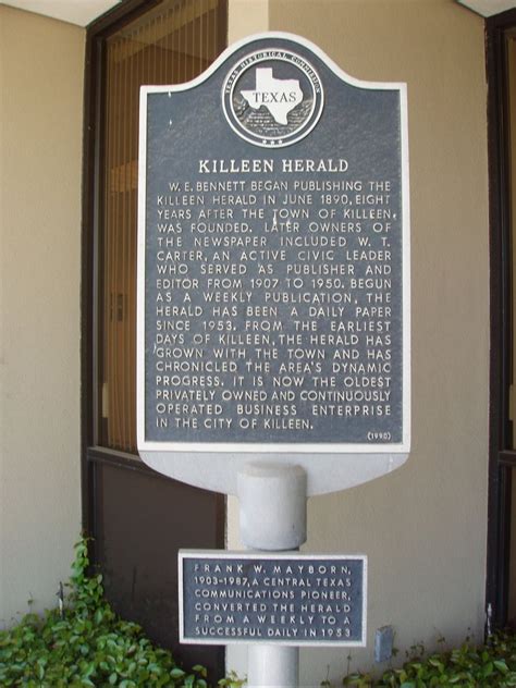 Killeen Herald - TEXAS HISTORICAL MARKERS