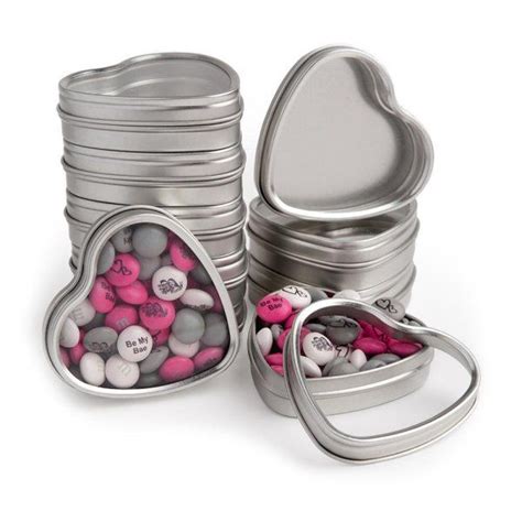 M&M's Personalized Silver Heart Wedding Favour Tins | Heart favors, Creative wedding favors ...