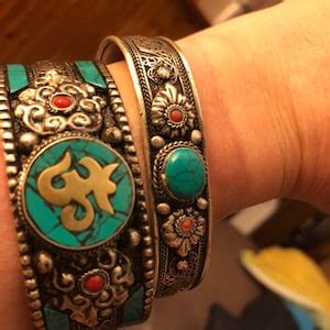 Turquoise Bracelet , Birthstone Bracelet , Blue Stone Bracelet , Bohemian Bracelet , Cowboy ...