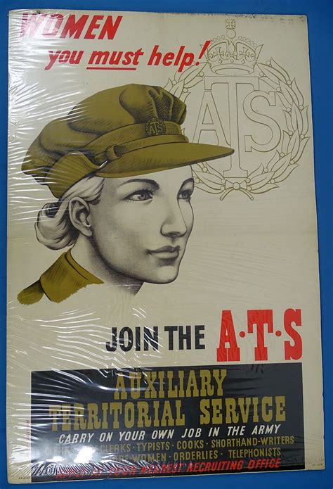 WWII British Poster: “Women You Must Help! Join the A-T-S” – Griffin ...