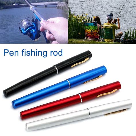 Fish Rod Pen Fishing Rod Mini Portable Pocket Pen Shape Fishing Rod Pole Reel US - Spinning Rods