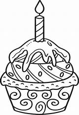 Birthday Cupcake Isolated Coloring Page For Kids 20581481 Vector Art At  sketch template