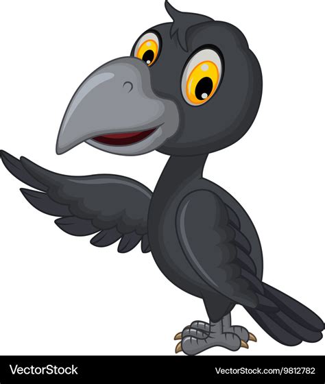 Cartoon crow waving Royalty Free Vector Image - VectorStock