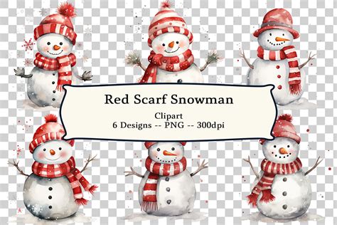 Red Scarf Snowman Clipart Graphic by Charlie Graphics · Creative Fabrica