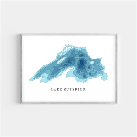 Lake Superior Depth Map Print Bathymetric Contours Lake | Etsy