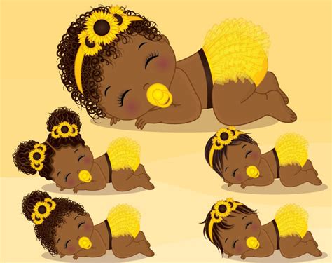 Sunflower Baby Girl Clipart Vector Newborn Yellow Baby | Etsy