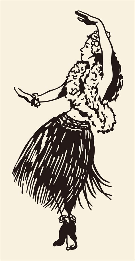 Hawaiian Hula Girl / drawing | ai illustrator file | US$5.00 each | Ai & PNG File