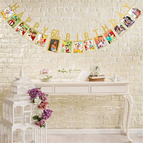 60th Birthday Photo Banner 60th Birthday Banner Gold Glitter - Etsy