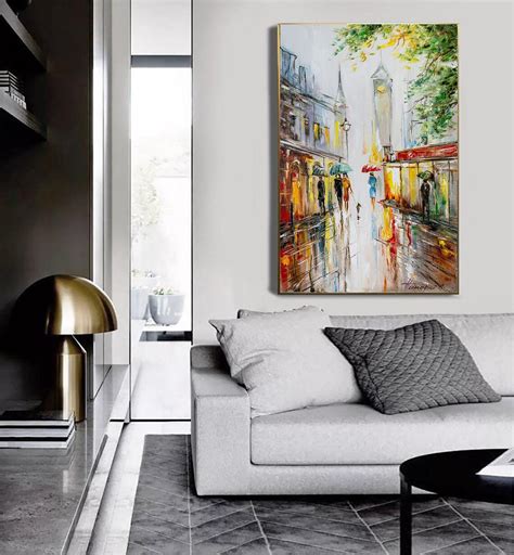 Rain Art Print City Street Art Rainy Day Print Colorful Art Poster Home ...