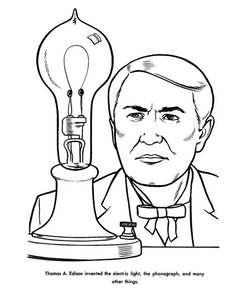 Thomas Edison Coloring Page US History coloring pages Famous American ...