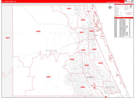 St Lucie County Zip Code Map – Map Vector