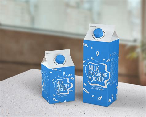 One liter and Half-liter Milk Packaging Mockup - Smashmockup