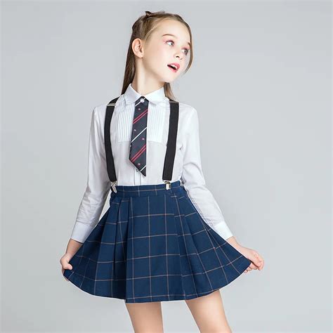 School Girls Uniform Clothes Set White Shirts Mini Vestido Chorus Stage ...