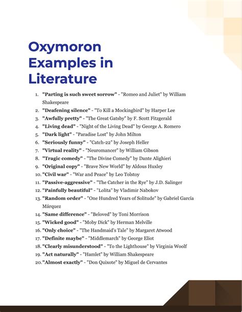 Oxymoron in Literature - 99+ Examples, PDF, Tips