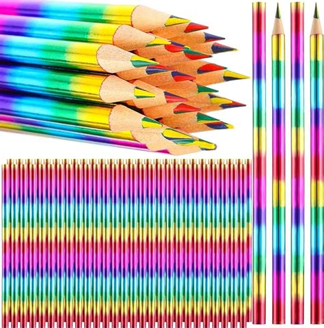 Amazon.com : 96 Pieces Rainbow Color Pencils 4 in 1 Rainbow Pencils Wooden Colored Pencils Multi ...