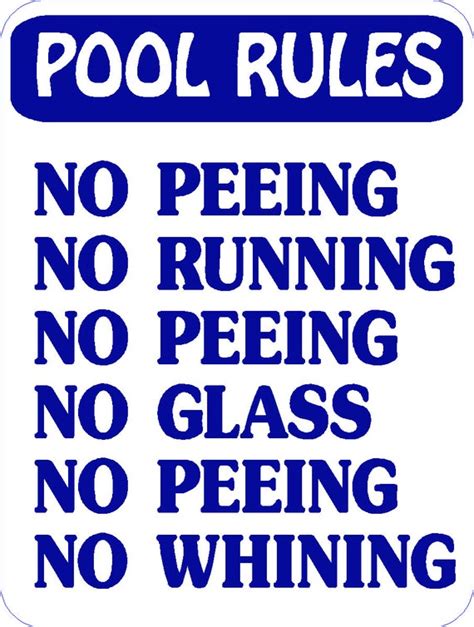 Items similar to 12x9 Aluminum FUNNY Swimming Pool Rules Sign on Etsy