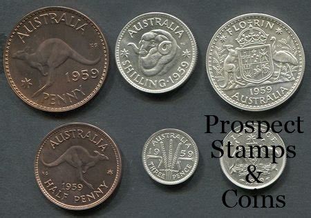 Australian Coins :: Australian Pre Decimal Proof Coins :: 1959 Australian Pre-Decimal Proof 6 ...