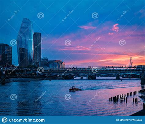 London Skyline by Night Background with a Bridge and One Blackfriars ...