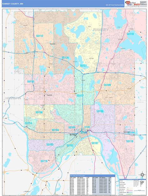 Ramsey County, MN Wall Map Color Cast Style by MarketMAPS - MapSales