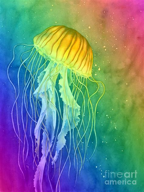 Jellyfish on Rainbow Painting by Hailey E Herrera - Fine Art America