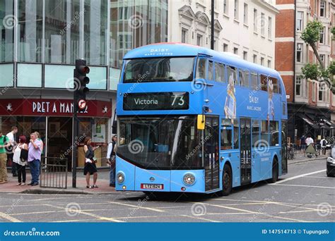 Blue double decker editorial stock photo. Image of stagecoach - 147514713