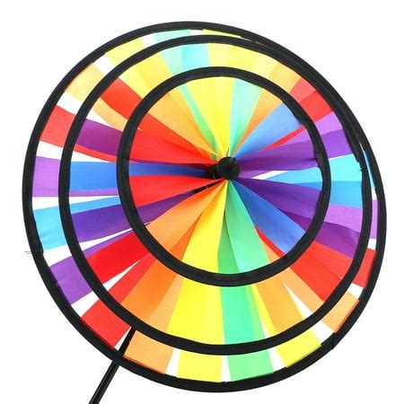 Greensen Pinwheel,Multicolor Rainbow Triple Wheel Windmill Pinwheel Whirligig Kids Toy Garden ...