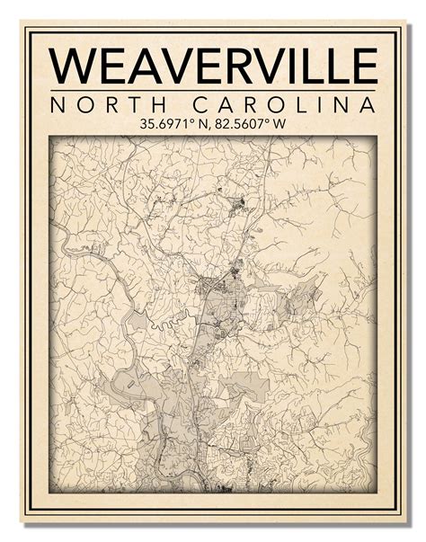 Wall Art Map Print of Weaverville NC | Etsy