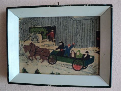 Grandma Moses Folk Art Barkcloth Prints Signed by Artist Titled ...