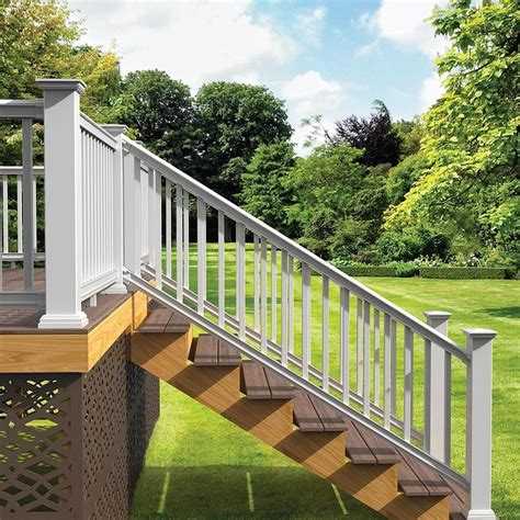 Freedom (Assembled: 8-ft x 3-ft) Prescot Stair White PVC Deck Railing ...