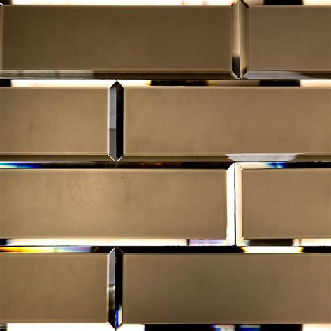 Bronze Beveled 4x12 Metallic Mirror Subway Tile | Дизайн изголовья кровати, Текстура стены, Интерьер