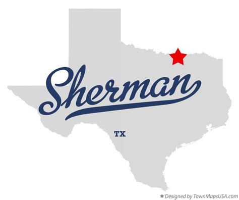 Map of Sherman, TX, Texas